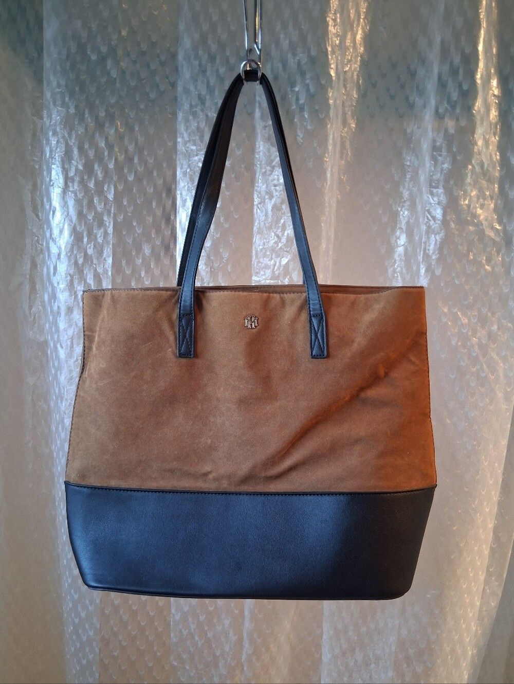 Mark & Hall Brown Suede & Black Leather Two-Tone Tote Preowned
